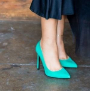 Teal YSL Suede Pumps